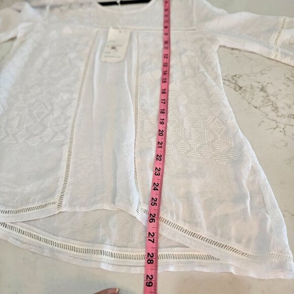 NWT Monoreno Anthropologie White Embroidered Boho Tunic Top Small - Picture 6 of 9
